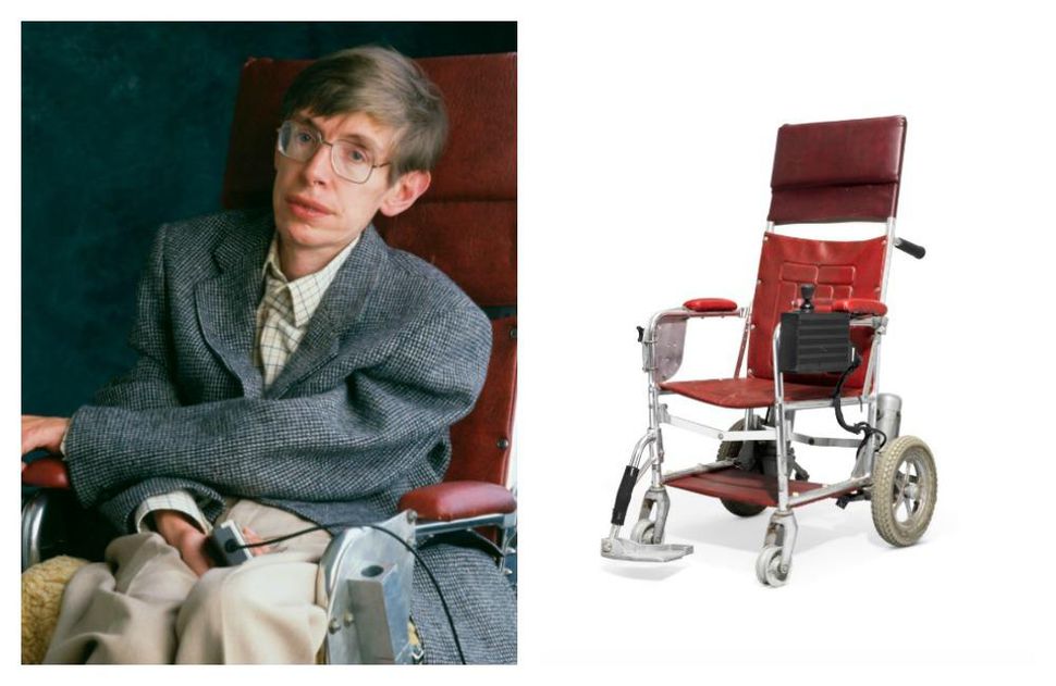 Photo of young Stephan Hawking's and his first powerchair.