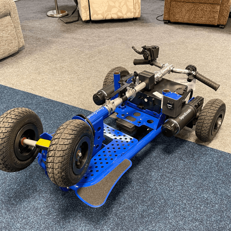 Close-up view of the SupaScoota Spartan being disassembled Close-up view of the SupaScoota Spartan being disassembled